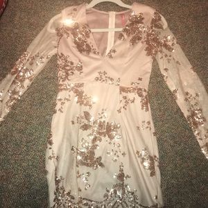 Tan/gold sequin formal dress